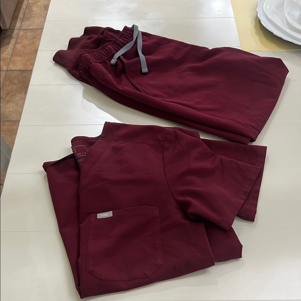 Figs Red Sweatpants Joggers Soft Elastic Waistband